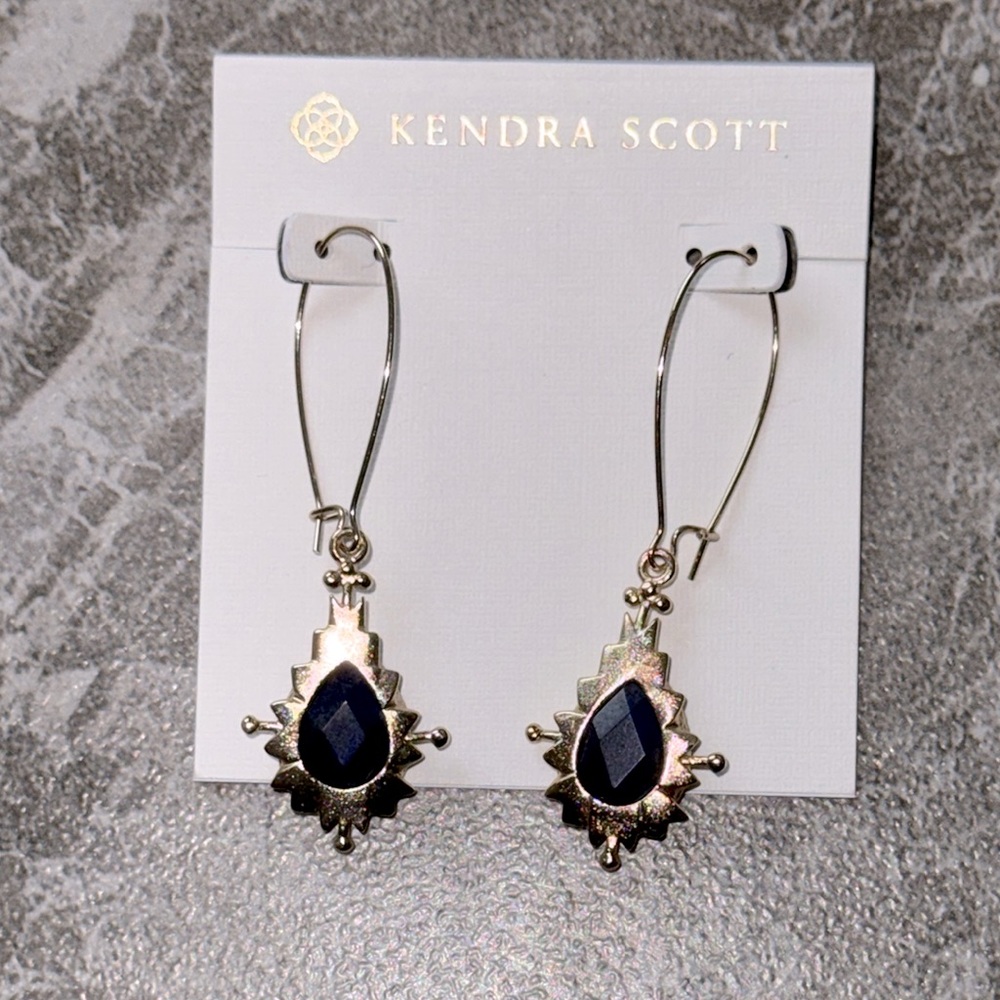 Vintage Kendra Scott Gold and Dark Blue Lapis Dale Drop Earrings